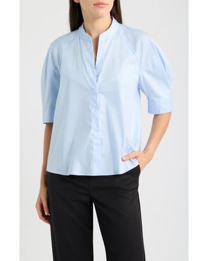 Emme Genniaio Stand Collar Puff Sleeve Top - White