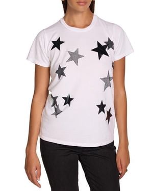 Lauren Moshi Wolf X Crystal Multi Stars Top - White