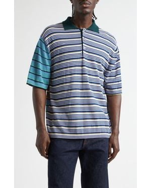 Waste Yarn Project Pico Stripe One Of A Kind Polo - Blue