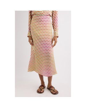 Dries Van Noten Susya Bis Optical Layered Polka Dot Silk Midi Skirt - Multicolor