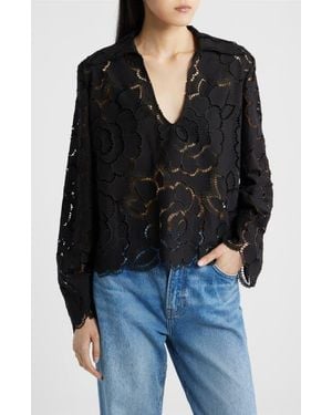 CISSA Open-Stitch Cotton Top - Black
