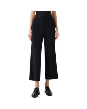 Akris Punto Marlon Laser Cut Crepe Crop Wide Leg Pants - Black