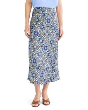 NIC+ZOE Filigree Tile Slip Skirt - Blue