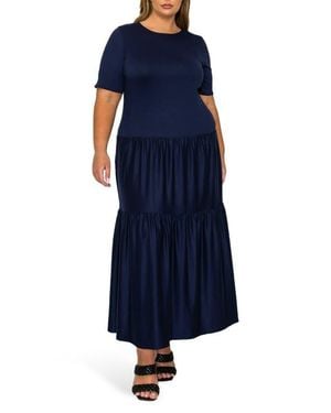 L I V D Jourdan Tiered Maxi Dress - Blue