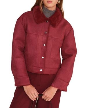 DELUC Mathew Faux Suede & Faux Shearling Jacket - Red