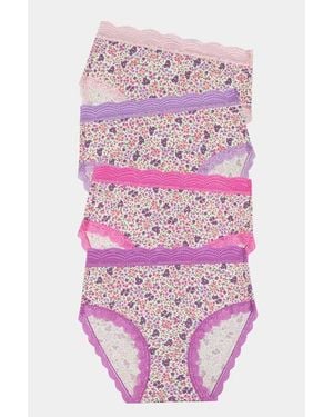 Stripe & Stare High Rise Knicker Four Pack - Pink