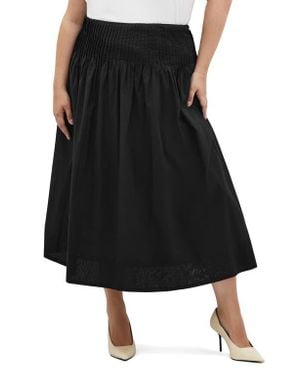 City Chic Haven Pleated Midi A-Line Skirt - Black