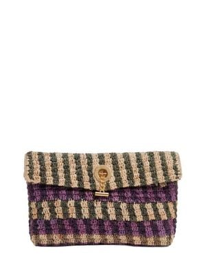 Veronica Beard Anchor Raffia Clutch - Gray