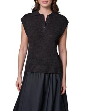 Donna Karan Sleeveless Polo Sweater - Black