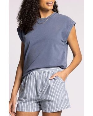Thread & Supply Juno Stretch Cotton Tank Top - Blue