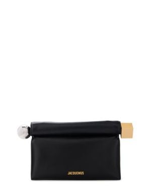 Jacquemus La Pochette Rond Carré Leather Clutch - Gray