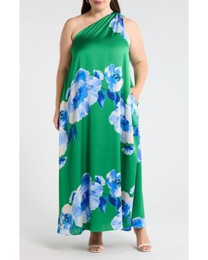 Sugarlips Glena Floral One Shoulder Maxi Dress - Green