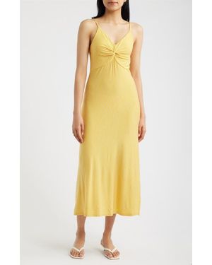Loveappella Strappy Twist Midi Dress - Yellow