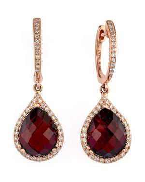 Effy 14K Rose Garnet & Diamond Pear Drop Earrings - Red