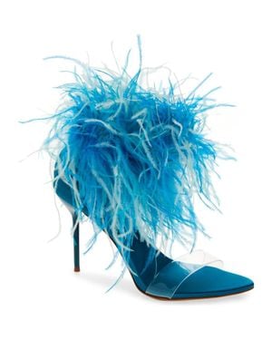 Jeffrey Campbell Bienvenue Feather Ankle Strap Sandal - Blue