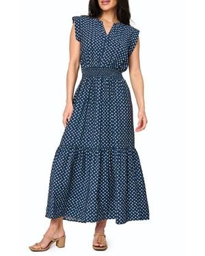 Gibsonlook Bohemian Smock Waist Maxi Dress - Blue