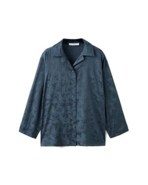 Mango Jacquard Satin Button-Up Shirt - Blue