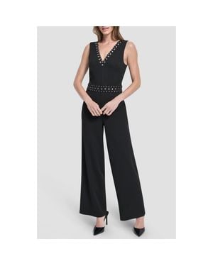 DKNY Stud Detail Scuba Crepe Jumpsuit - Black