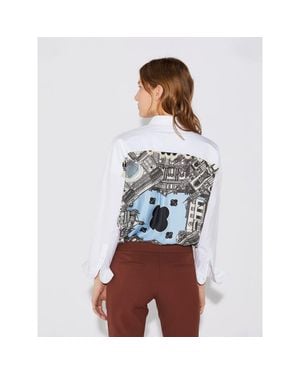 Callas Milano Sirene Milano Print Scarf-Back Shirt - White