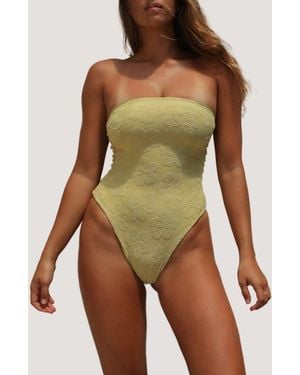 Stone Fox Paola Macramé Strapless One-Piece Swimsuit - Green