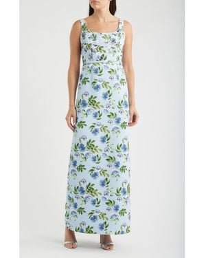 Sachin & Babi Lana Sequin Detail Floral Pencil Gown - Blue