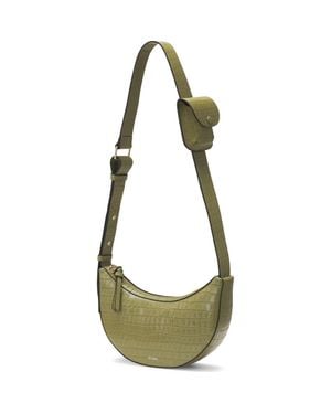 orYANY Rookie Crescent Croc Embossed Leather Crossbody Bag - Green
