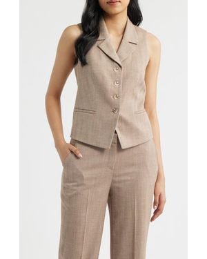 Anne Klein Herringbone Vest - Natural