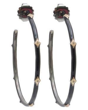 Armenta New World Diamond Enamel Hoop Earrings - Black
