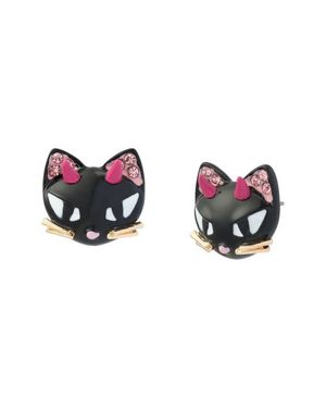 Betsey Johnson Devil Cat Stud Earrings - Black