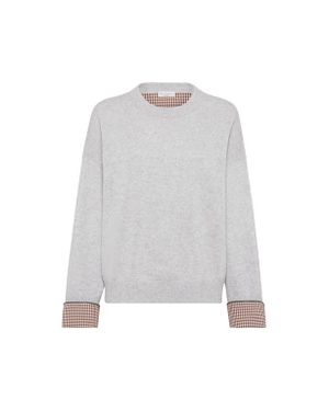 Brunello Cucinelli Cashmere Sweater With Monili - White