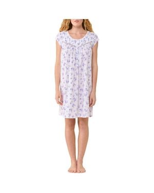 Eileen West Floral Cotton Short Nightgown - Blue
