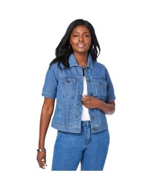 Jessica London Short Sleeve Denim Jacket - Blue