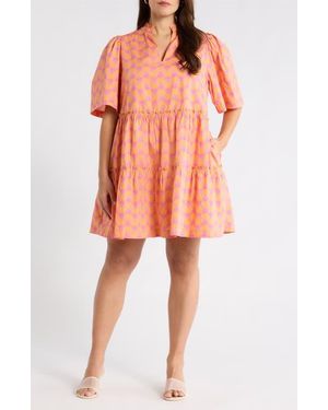 Sugarlips Floral Dixie Tiered Cotton Dress - Orange