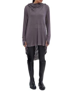 MARCELLA Oslo Semisheer Hooded Long Sleeve High-Low Jersey Tunic - Gray