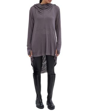 MARCELLA Oslo Semisheer Hooded Long Sleeve High-Low Jersey Tunic - Gray