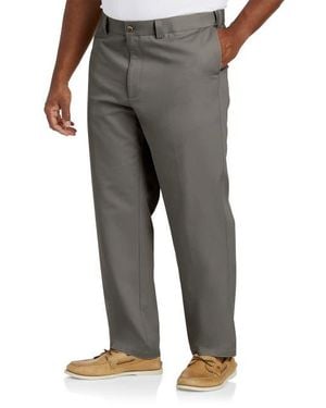 Essentials Big & Tall Flat-Front Twill Pants - Gray
