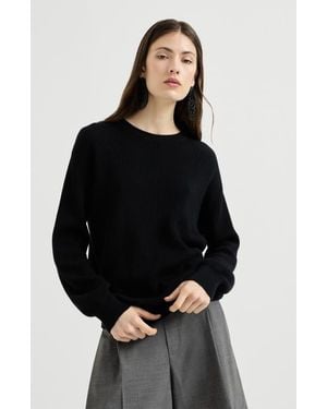 Brunello Cucinelli Cotton English Rib Sweater With Monili - Black