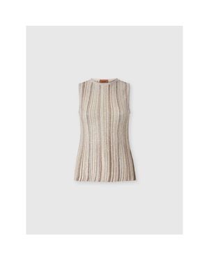 Missoni Sleeveless Ribbed Top With Sequins - Natural