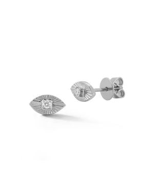 Dana Rebecca Fluted Diamond Evil Eye Stud Earrings - White