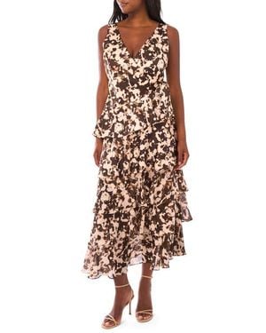 1.STATE Sleeveless Asymmetric Tiered Wrap Dress - Natural