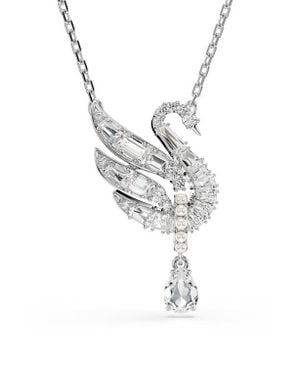Swarovski Swan Crystal & Faux Pearl Pendant Necklace - White