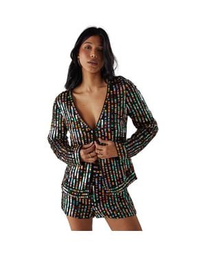 Warehouse Premium Hand Embellished Sequin Jacket - Black