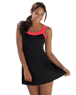 Swim 365 Two-Piece Colorblock Swim Dress - Black