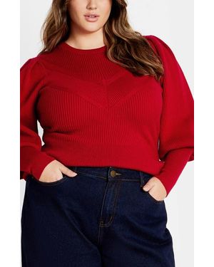 City Chic Jojo Rib Sweater - Red