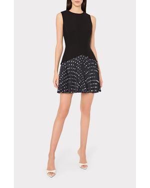 MILLY Haddy Dot Print Pleated Minidress - Black