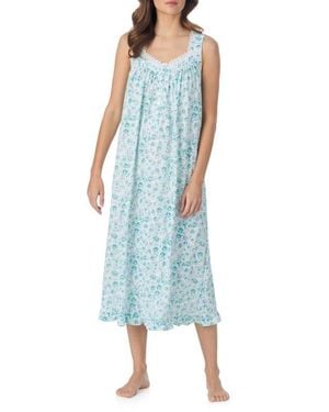 Eileen West Sleeveless Cotton Nightgown - Blue