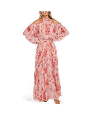 Petal & Pup Hilary Off The Shoulder Long Sleeve Maxi Dress - Pink