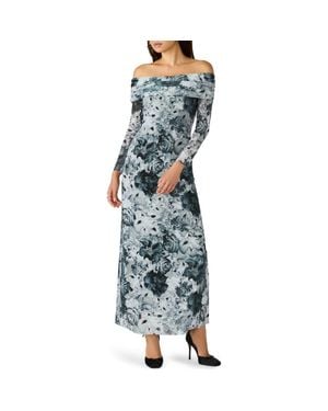 Steve Madden Ashby Floral Off The Shoulder Long Sleeve Maxi Dress - Blue