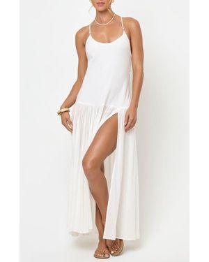 LSPACE Row Cotton & Linen Blend Maxi Sundress - White