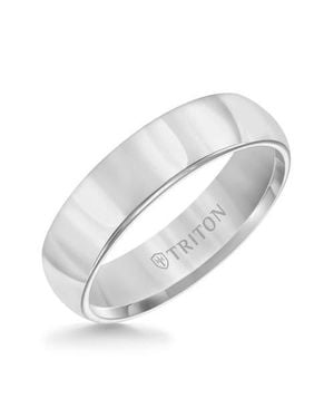 Triton 6Mm Tungsten Carbide Ring With Domed Bright Finish And Round Edge - White